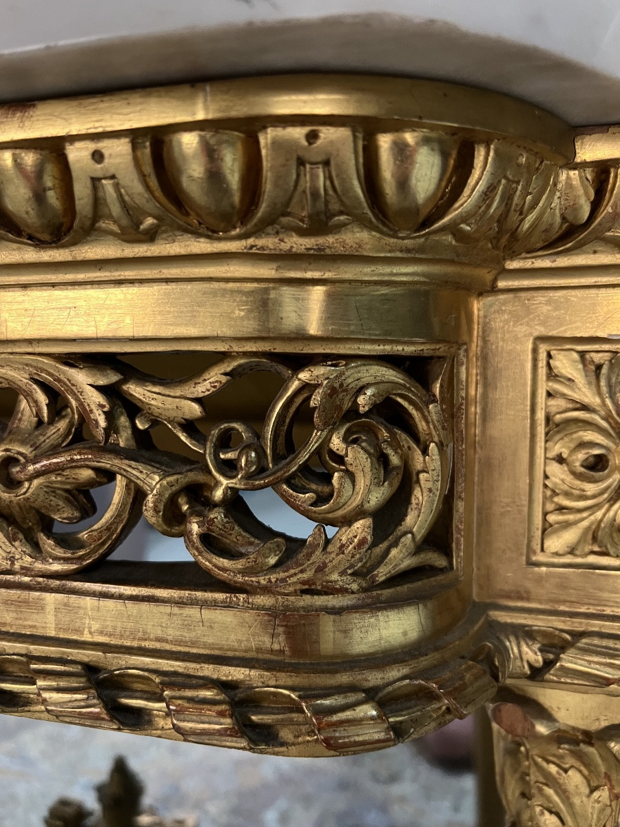Louis XVI Style Gilded Wood Console Table-photo-5