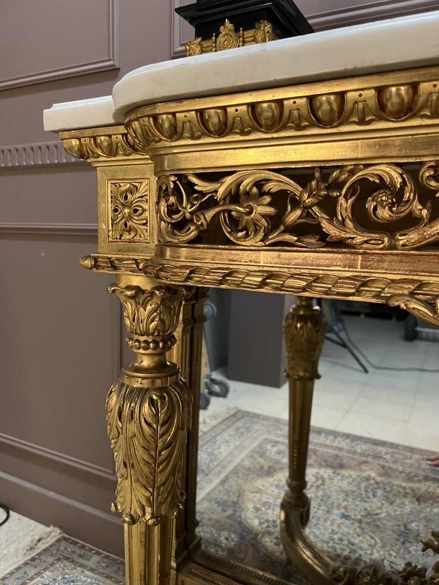 Louis XVI Style Gilded Wood Console Table-photo-6
