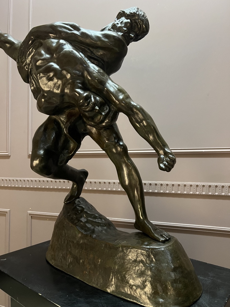 Grand bronze les lutteurs de Jef Lambeaux-photo-2