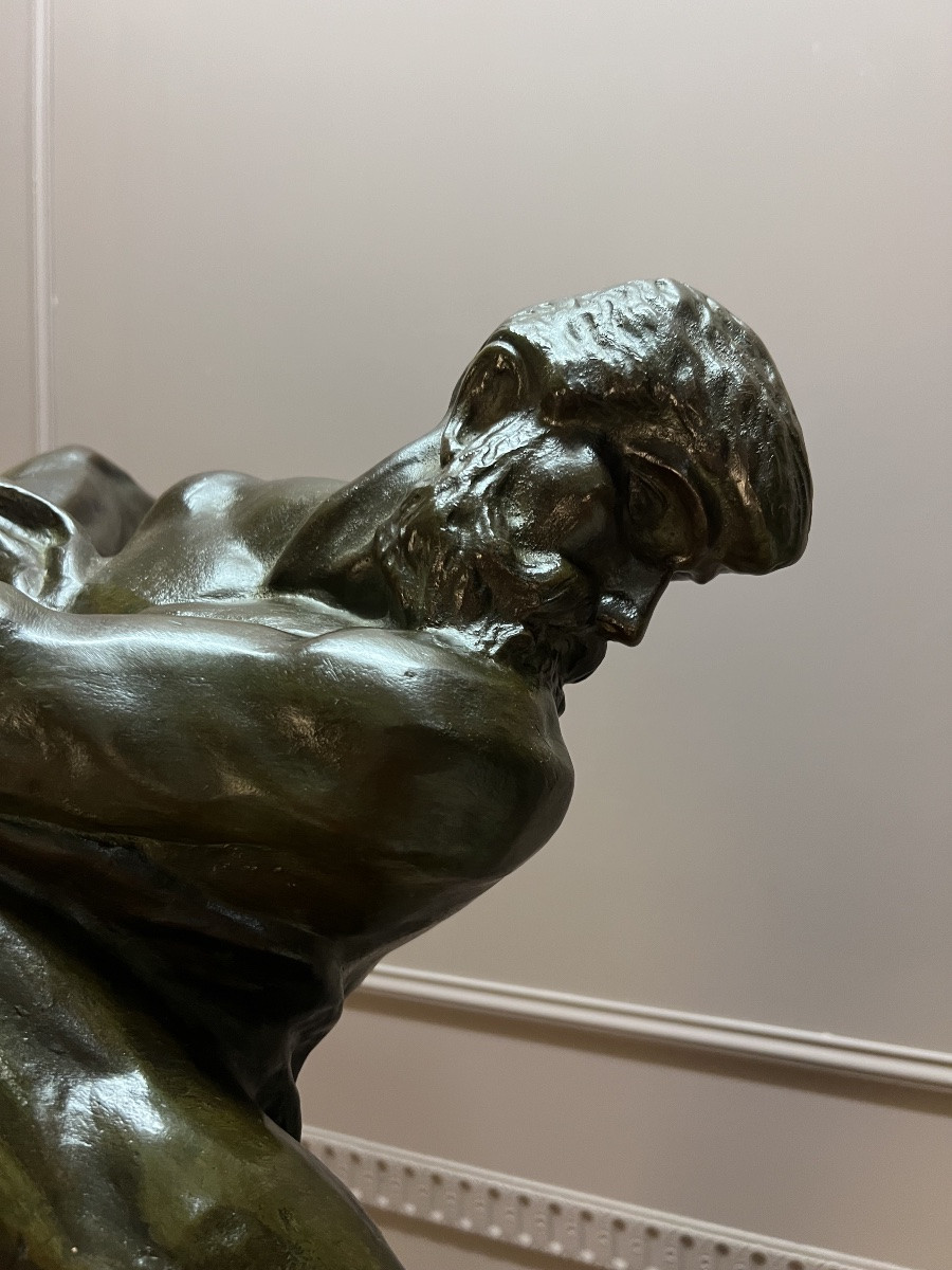 Grand bronze les lutteurs de Jef Lambeaux-photo-3