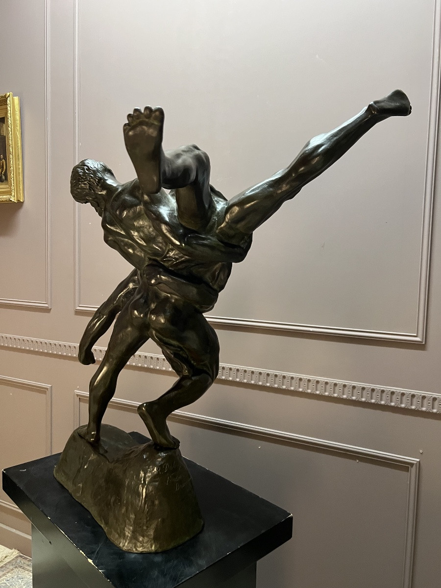 Grand bronze les lutteurs de Jef Lambeaux-photo-1
