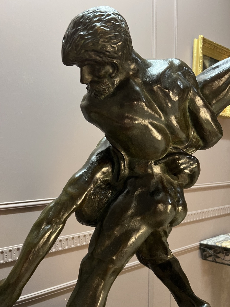 Grand bronze les lutteurs de Jef Lambeaux-photo-2