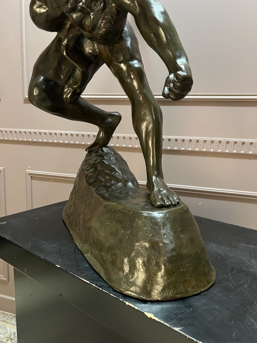 Grand bronze les lutteurs de Jef Lambeaux-photo-3