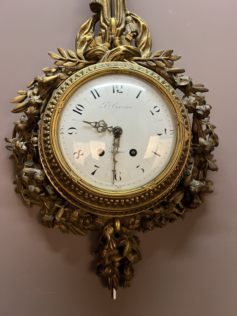 Louis XVI Style Gilt Bronze Wall Clock-photo-3