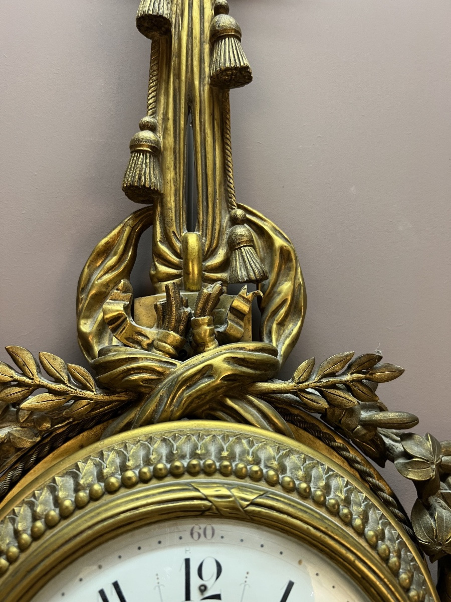 Louis XVI Style Gilt Bronze Wall Clock-photo-1