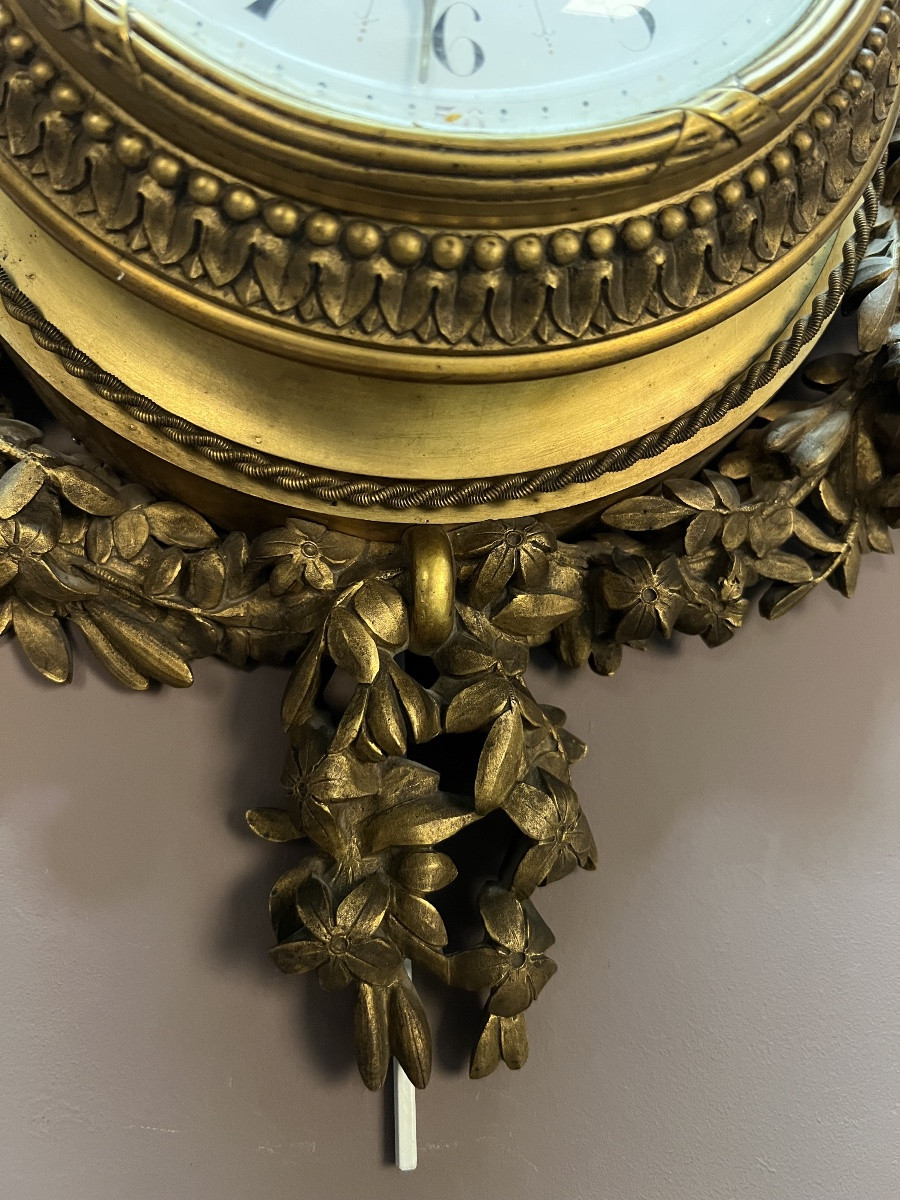 Louis XVI Style Gilt Bronze Wall Clock-photo-2