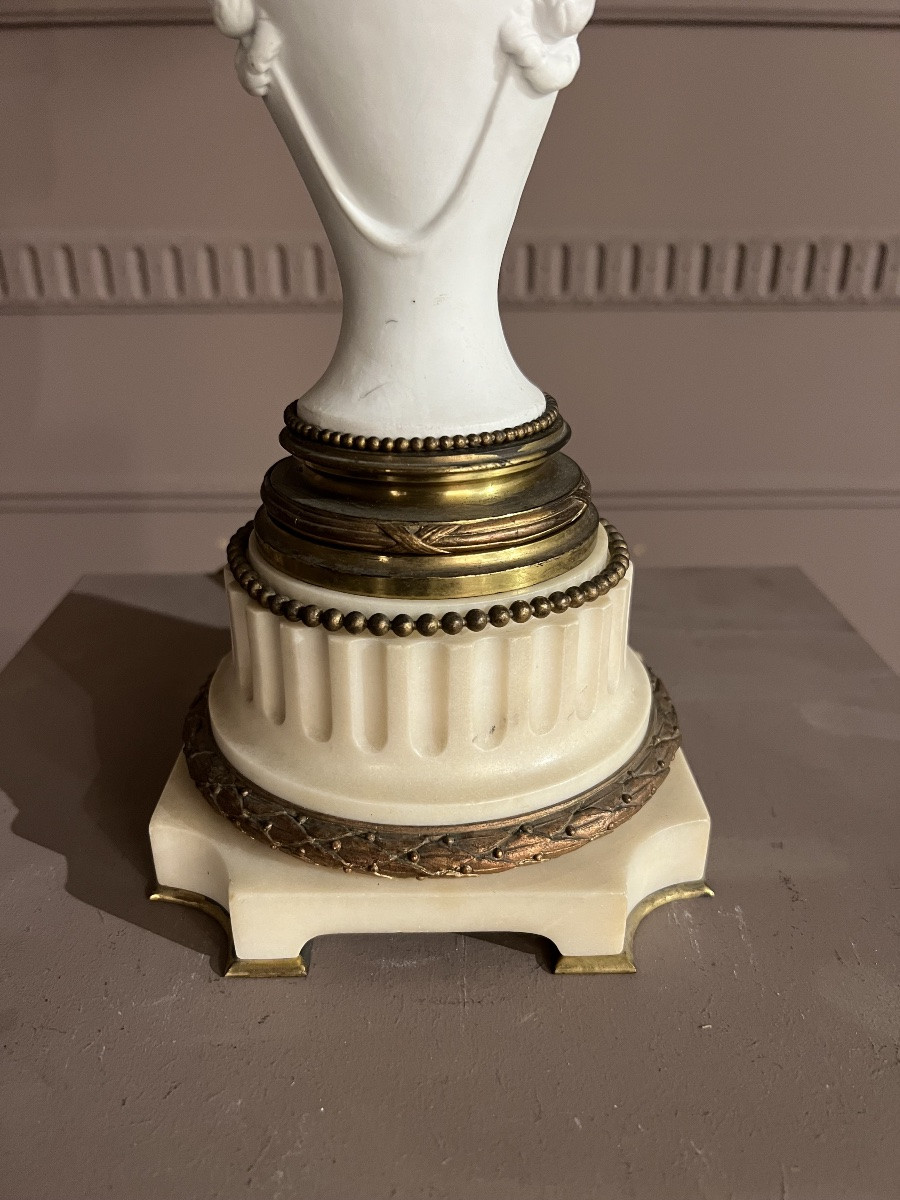 Lampe en biscuit et bronze de style Art Nouveau-photo-2