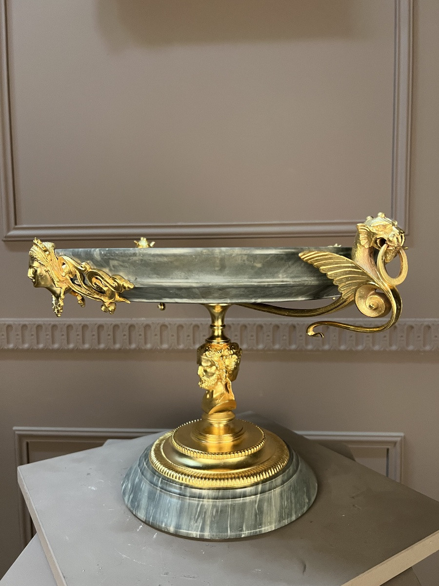 Cup In Blue Turquin Marble And Gilt Bronze-photo-2