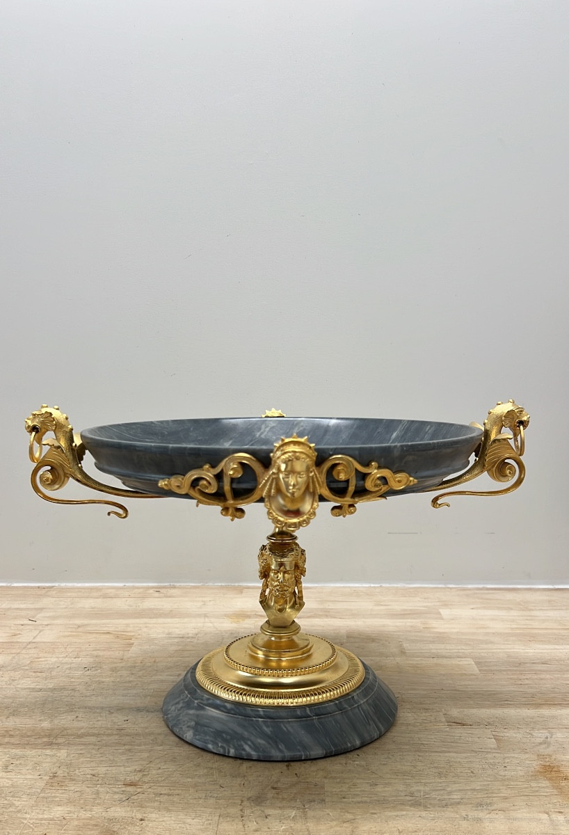 Cup In Blue Turquin Marble And Gilt Bronze