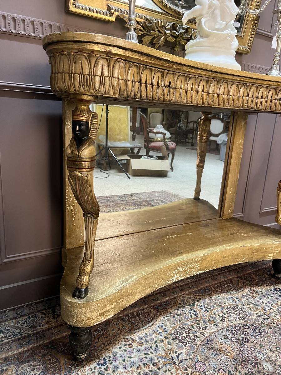 Console d’époque Empire en bois sculpté et doré – Italie, début XIXÈME -photo-3
