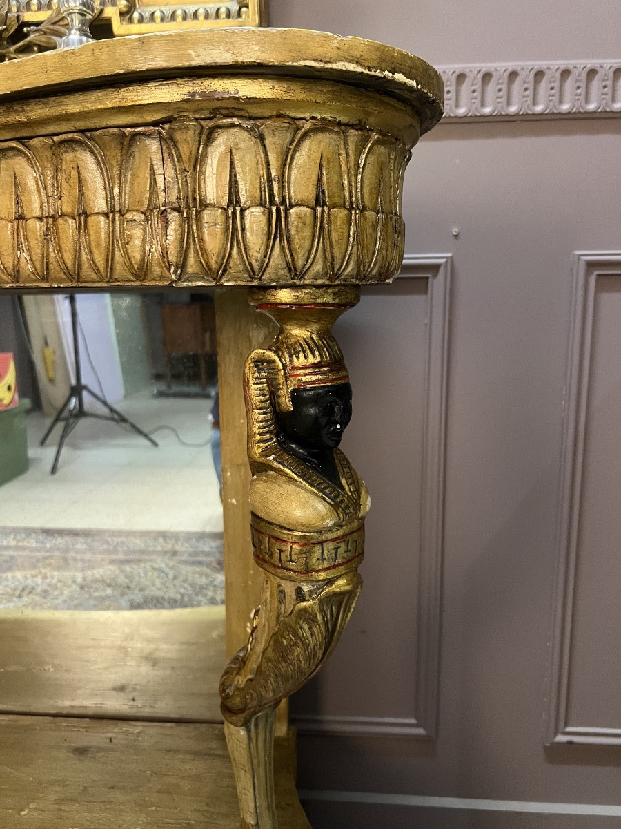 Console d’époque Empire en bois sculpté et doré – Italie, début XIXÈME -photo-4