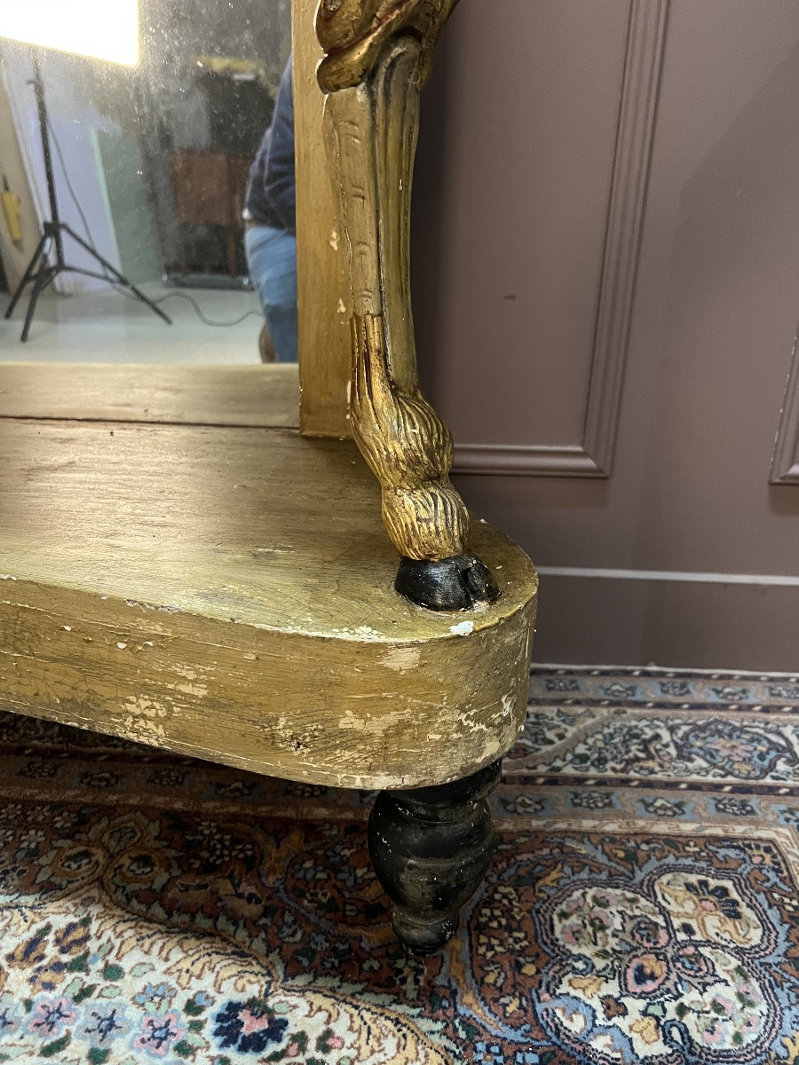 Console d’époque Empire en bois sculpté et doré – Italie, début XIXÈME -photo-1