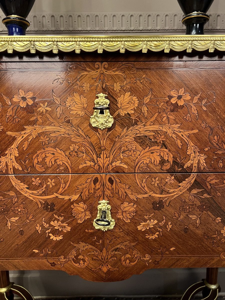 Petite commode formant secrétaire de style Louis XVI, fin XIXᵉ siècle-photo-4