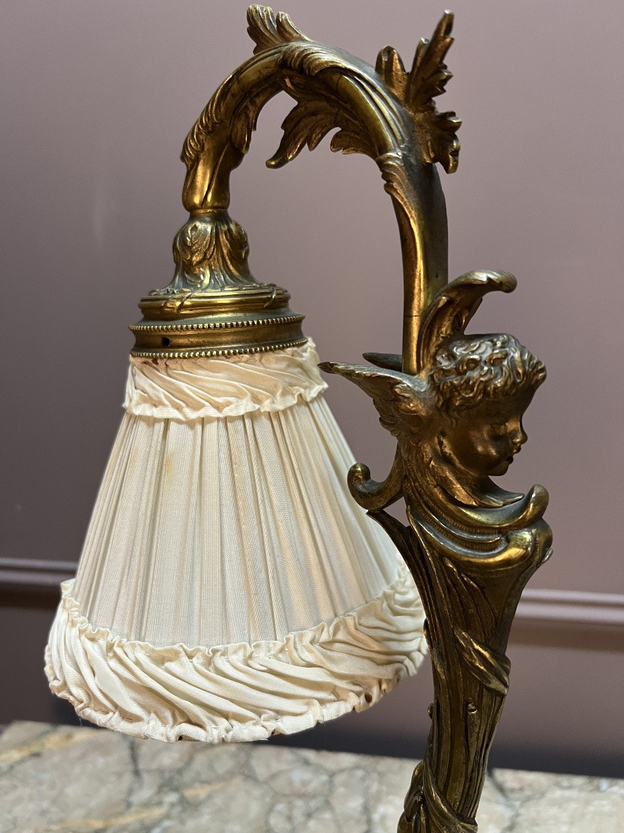 A Louis XV Style Desk Lamp, In The Style Of Léon Messagé, In Gilt Bronze And Marble, Circa-photo-4