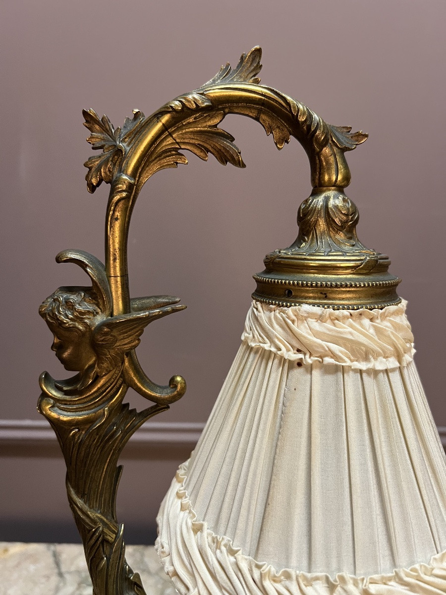 A Louis XV Style Desk Lamp, In The Style Of Léon Messagé, In Gilt Bronze And Marble, Circa-photo-2