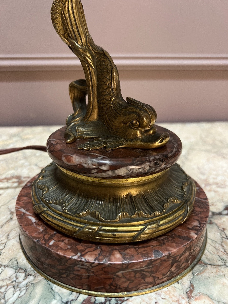 A Louis XV Style Desk Lamp, In The Style Of Léon Messagé, In Gilt Bronze And Marble, Circa-photo-3