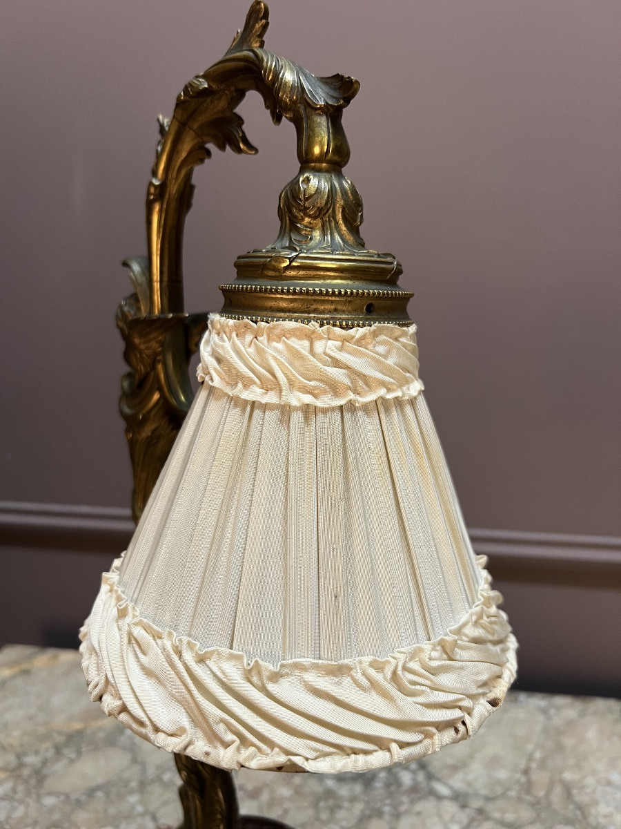 A Louis XV Style Desk Lamp, In The Style Of Léon Messagé, In Gilt Bronze And Marble, Circa-photo-4