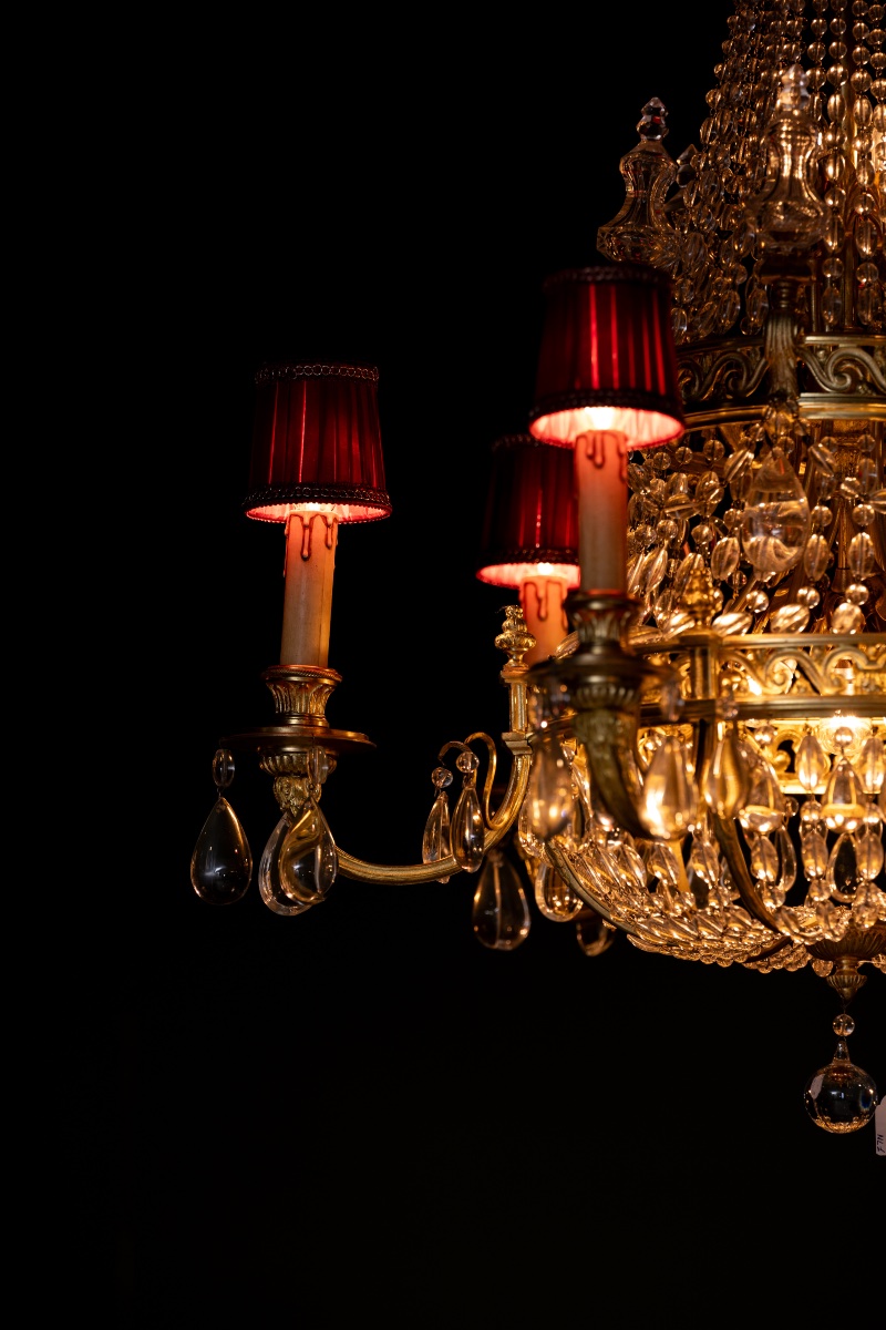 Lustre en cristal et bronze doré, XIXᵉ siècle-photo-2