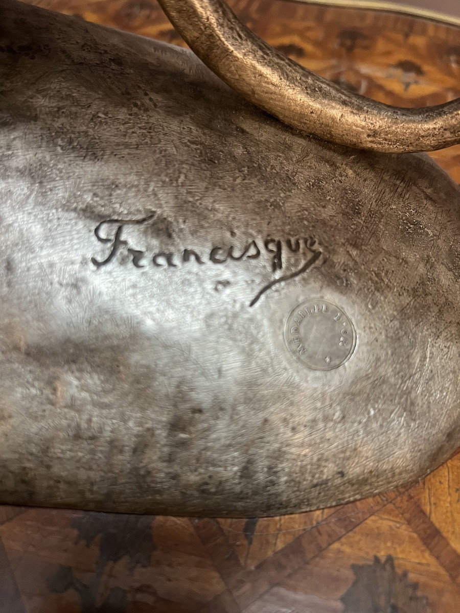 Sculpture animalière en bronze argenté-photo-1