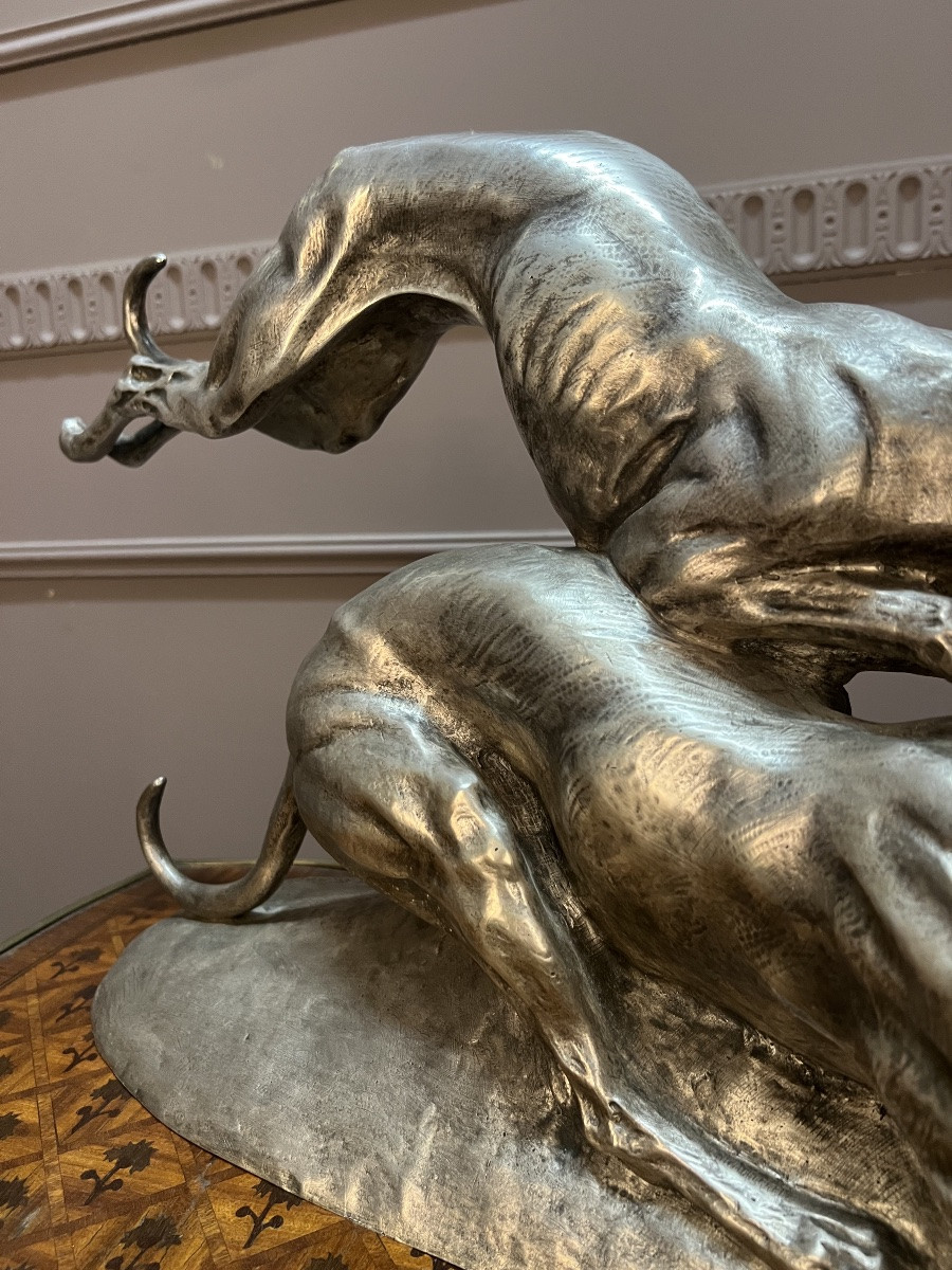 Sculpture animalière en bronze argenté-photo-2