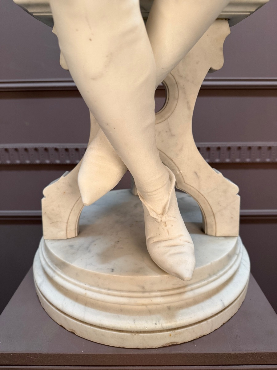 Marble Sculpture  “oysel The Troubadour” Signed E. Boisseau-photo-6