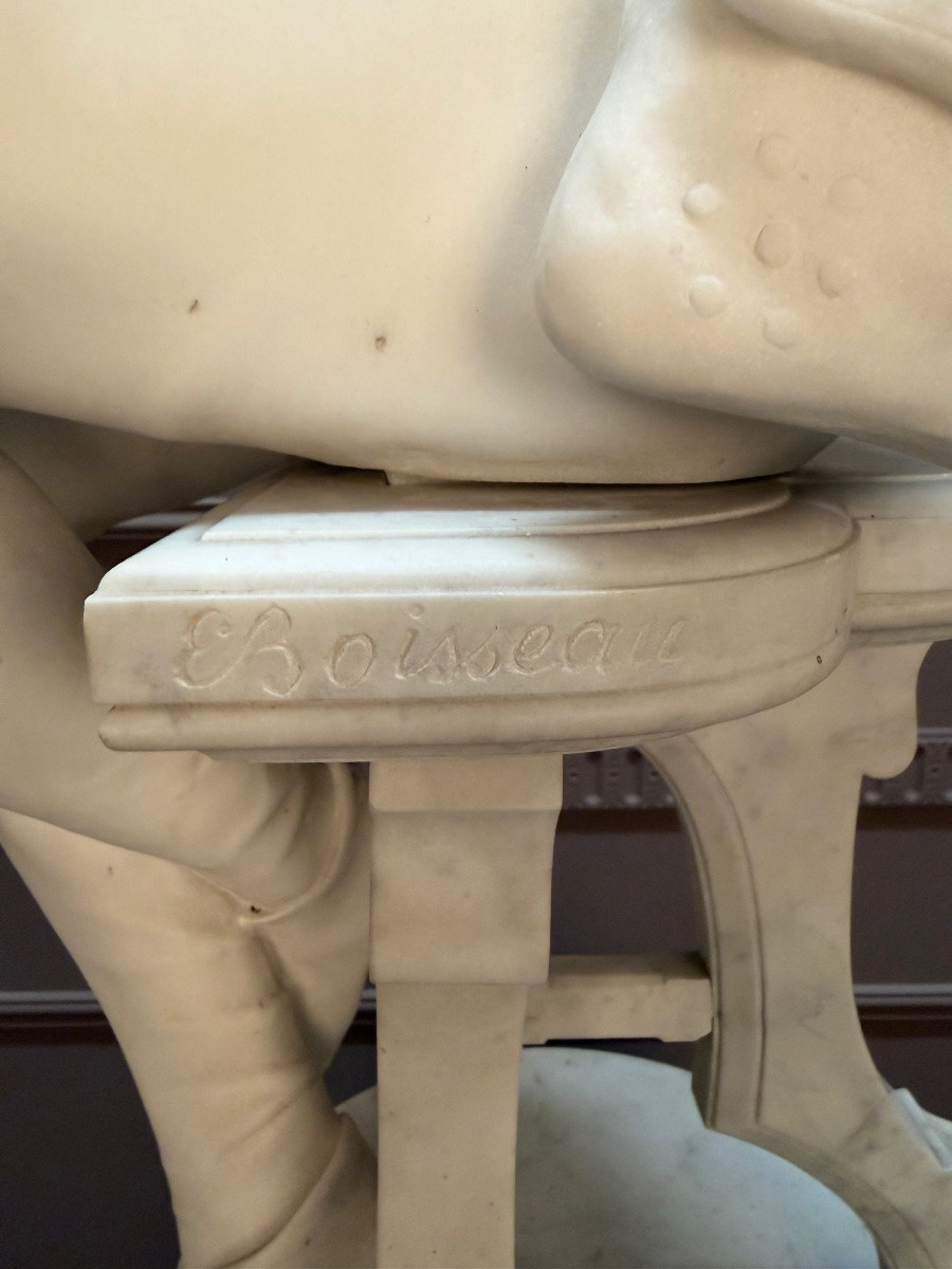 Marble Sculpture  “oysel The Troubadour” Signed E. Boisseau-photo-8