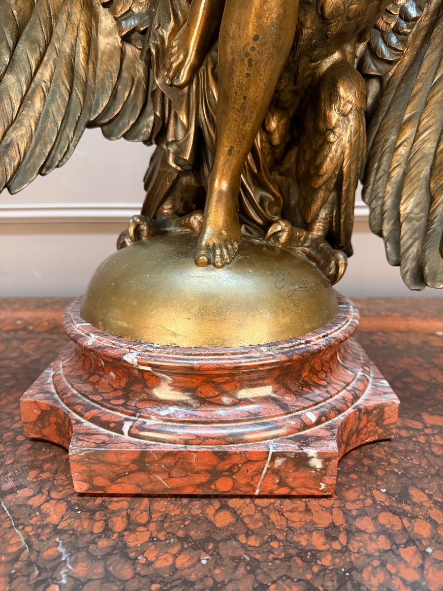 Sculpture en bronze  “Hébé et l’Aigle de Jupiter” signé Jules Franceschi (1825-1893)-photo-4