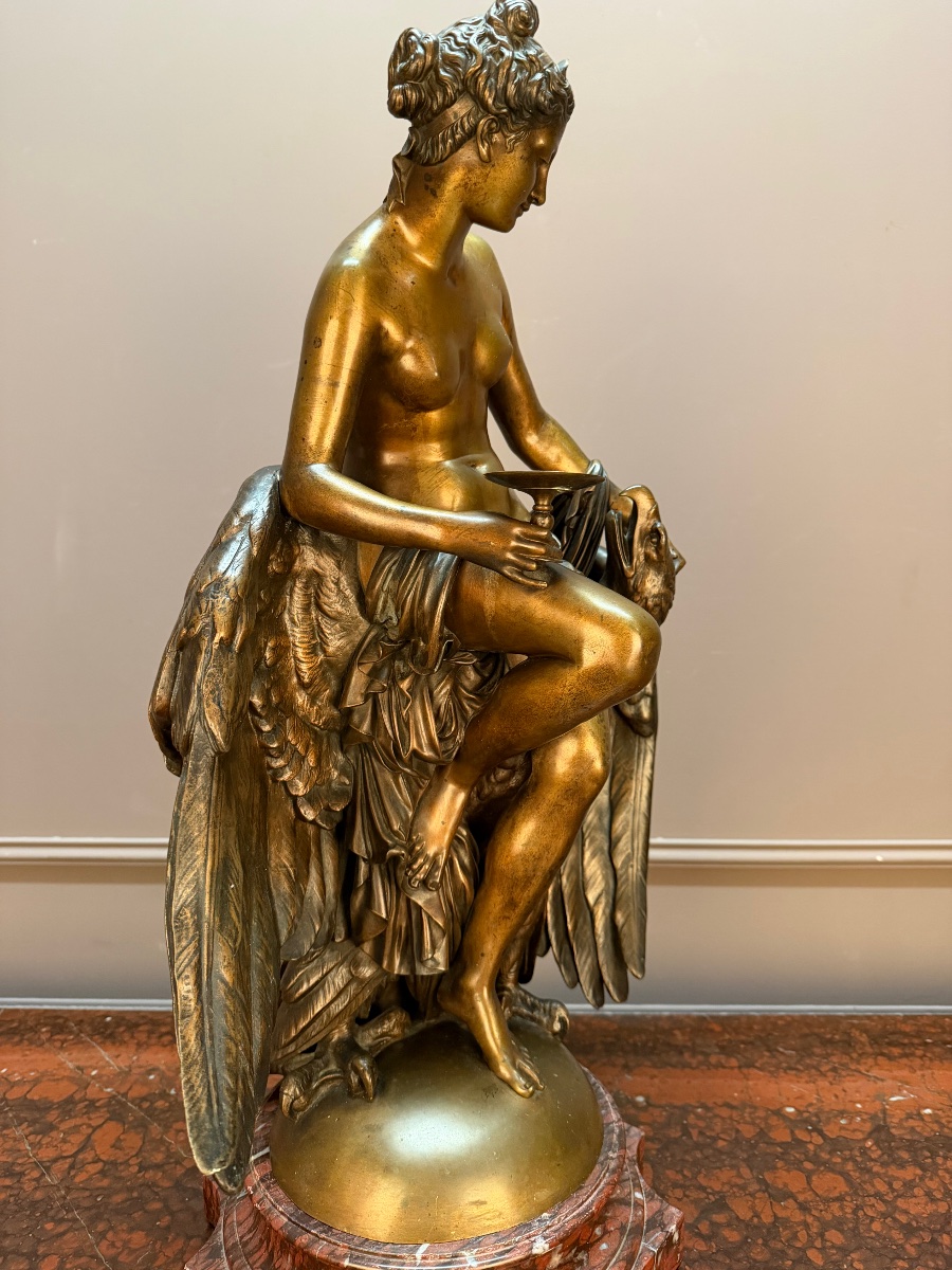 Sculpture en bronze  “Hébé et l’Aigle de Jupiter” signé Jules Franceschi (1825-1893)-photo-2