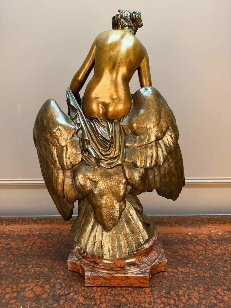 Sculpture en bronze  “Hébé et l’Aigle de Jupiter” signé Jules Franceschi (1825-1893)-photo-3