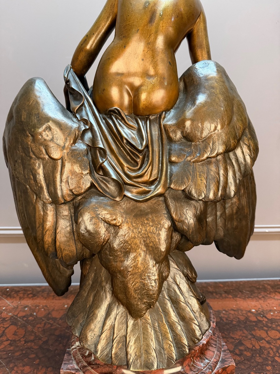 Sculpture en bronze  “Hébé et l’Aigle de Jupiter” signé Jules Franceschi (1825-1893)-photo-4