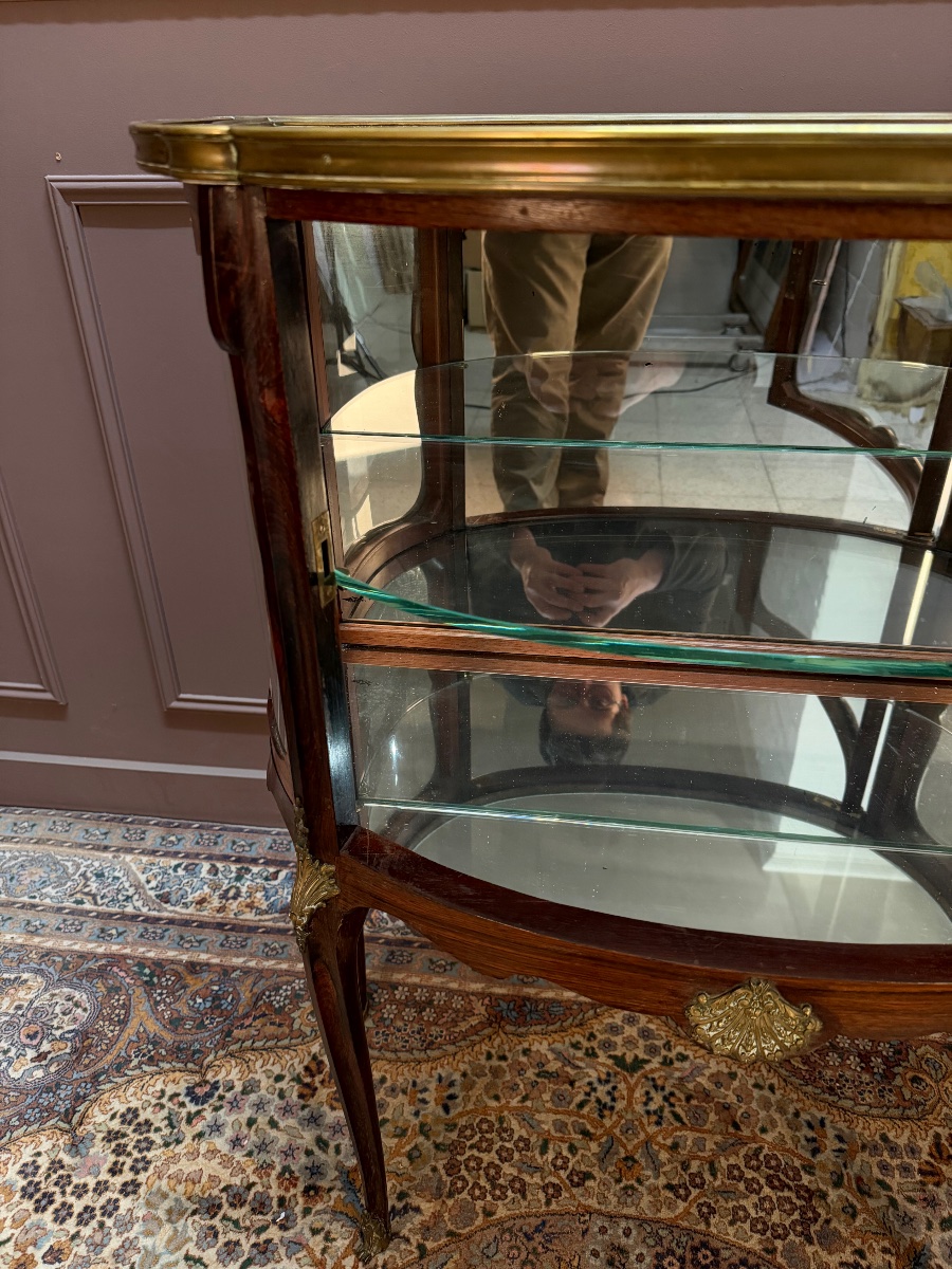 Petit meuble vitrine de style louis xv d’epoque Napoleon III-photo-2