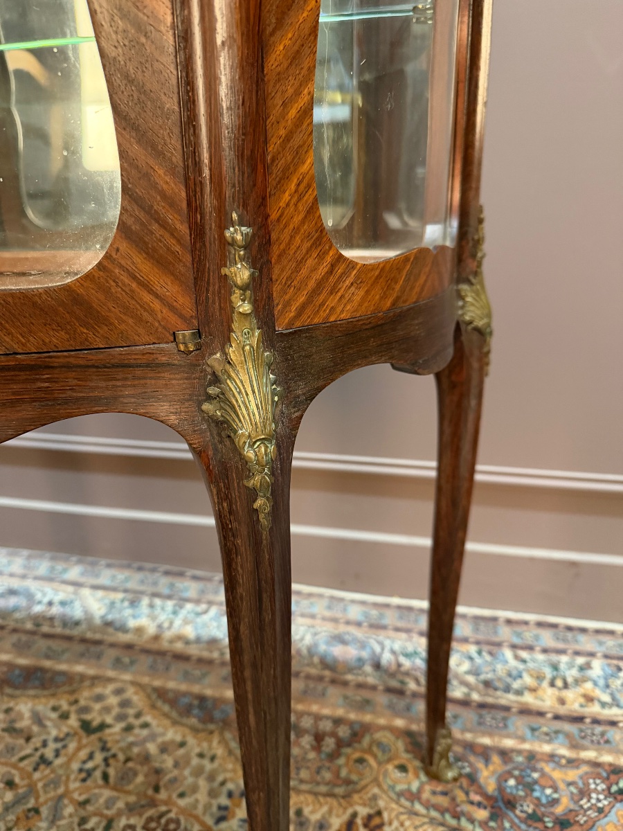 Petit meuble vitrine de style louis xv d’epoque Napoleon III-photo-3