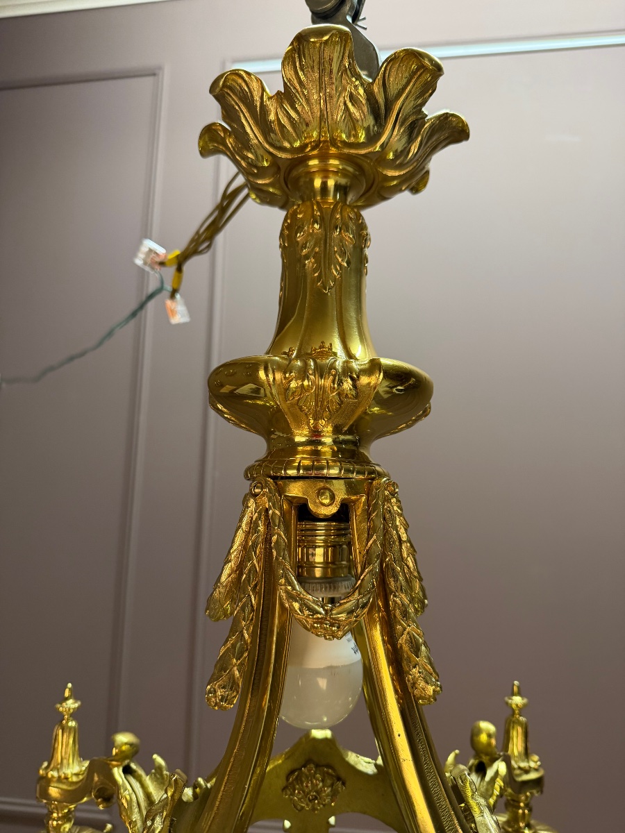 Lustre en bronze doré -photo-4