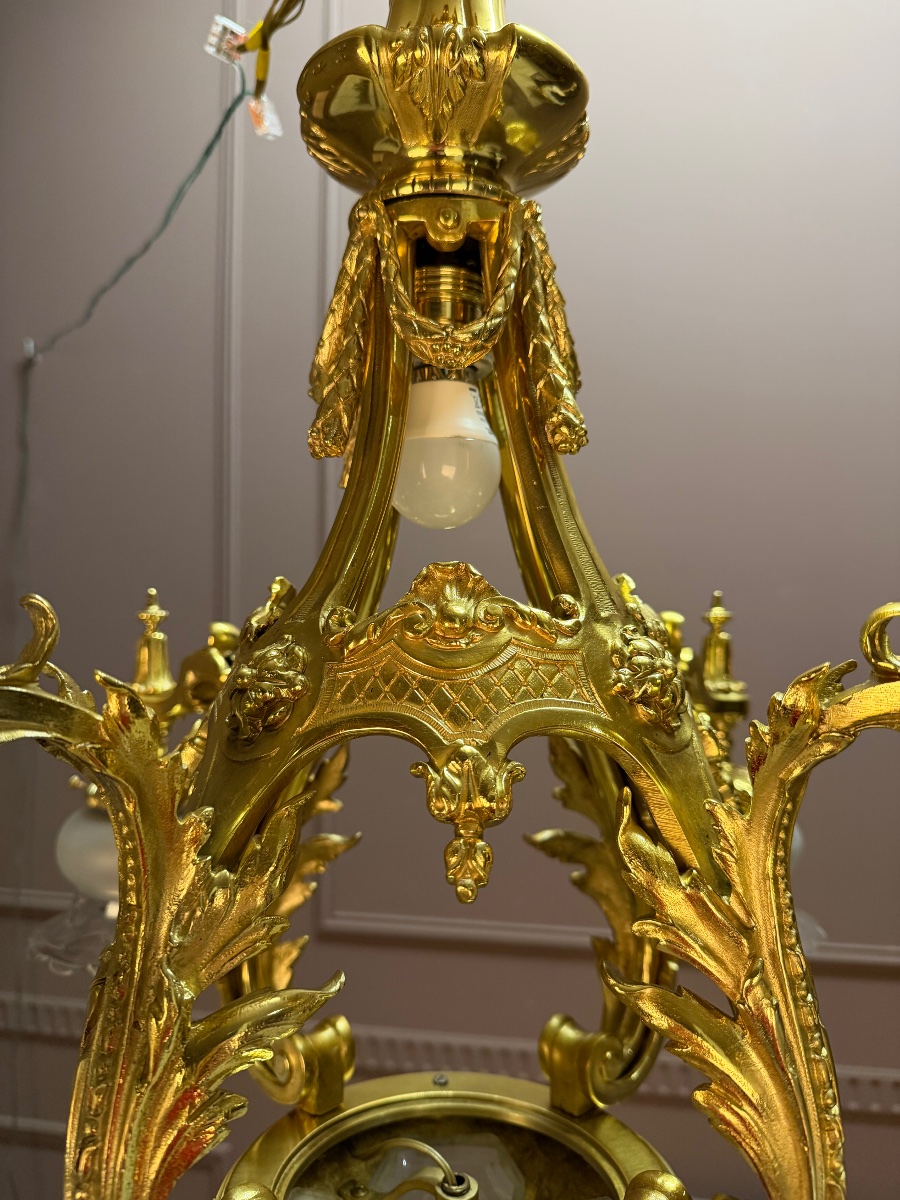 Lustre en bronze doré -photo-1