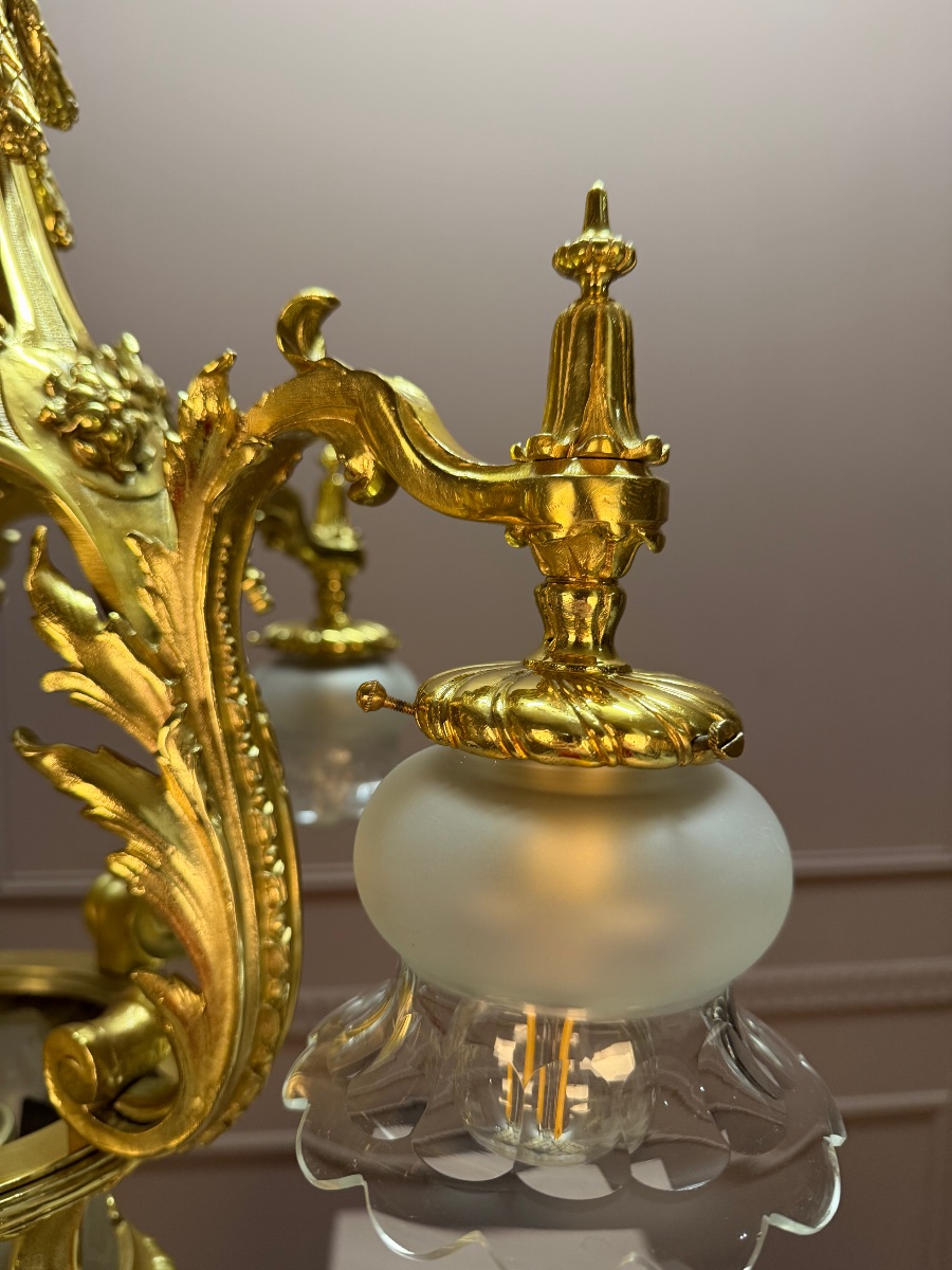 Lustre en bronze doré -photo-2