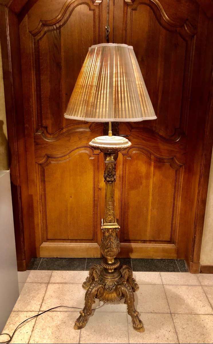 Lampadaire Bois Doré