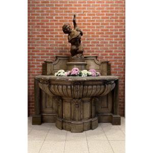 Large Planter In Painted Wood And Cast Iron. Nineteenth Century