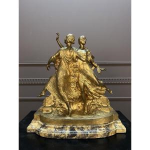 Sculpture en bronze doré d’époque Art Nouveau