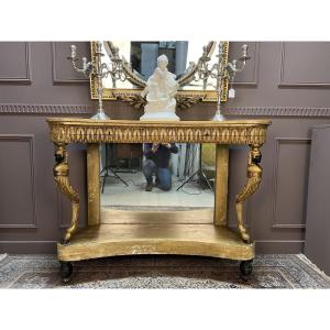 Console d’époque Empire en bois sculpté et doré – Italie, début XIXÈME 