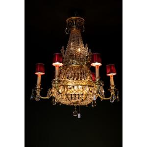 Crystal And Gilt Bronze Chandelier, 19th Century