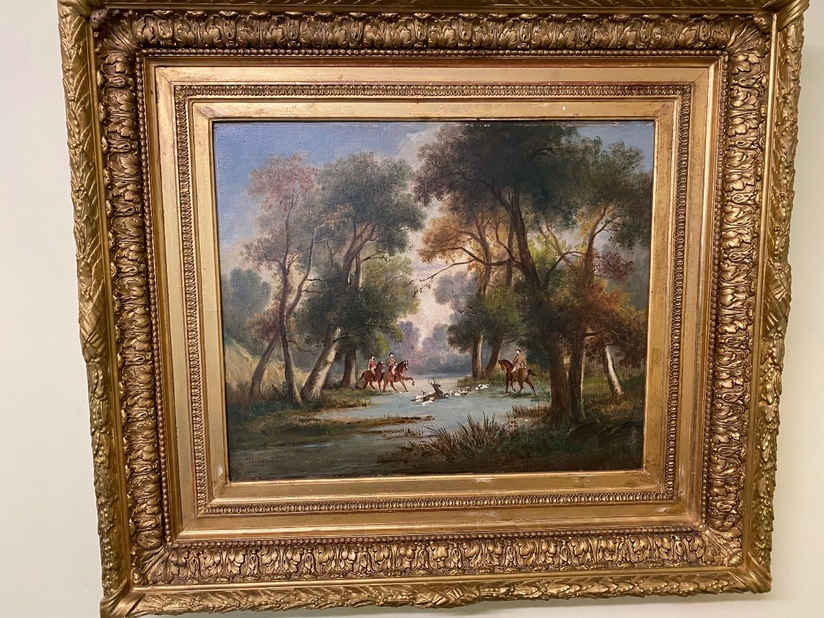 Joli Tableau Belle Scène De Chasse 