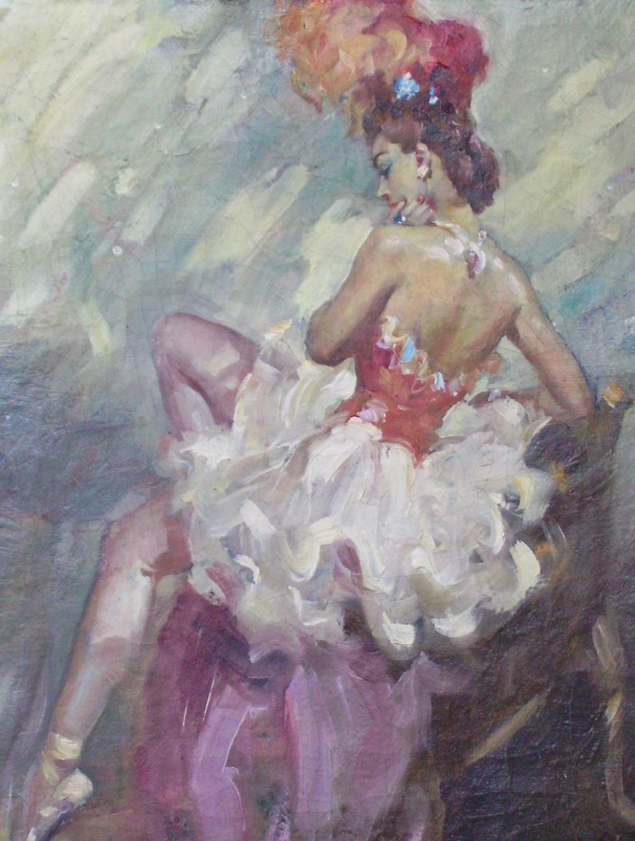 -   Charley  Garry  -  Huile Sur  Toile  -  Danseuse  Aux  Loges  -  1891 / 1973  - signé  -