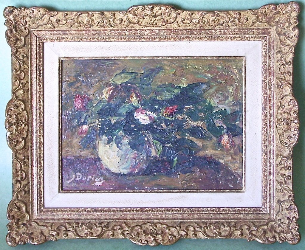 - Oil On Isorel Panel By J. Duriez - 1900/1993 - Sbg - Flowers -