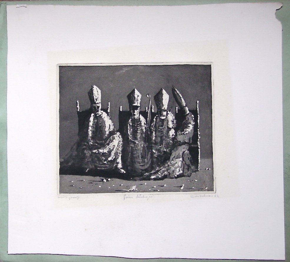 - Engraving Signed / Dated & Justified 1962 - Aquatint Artist's Proof --photo-3