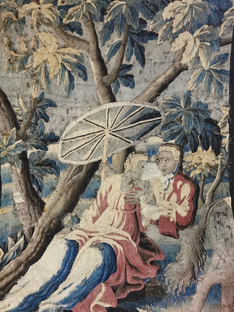 Fragments Of A Pair Of 18th Century Aubusson Tapestries-photo-2
