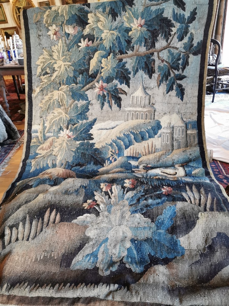 Fragments Of A Pair Of 18th Century Aubusson Tapestries-photo-3