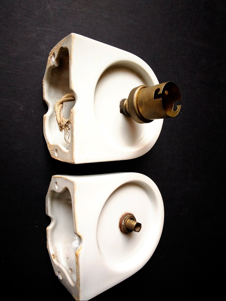 - Wall Light - Art Deco / 30s/40s - Glass & Porcelain -photo-4