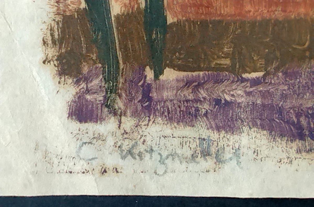 -  peinture / gouache  de Carole  KITZMILLER  -  20 ème  -  artiste  U.S.A.  --photo-2