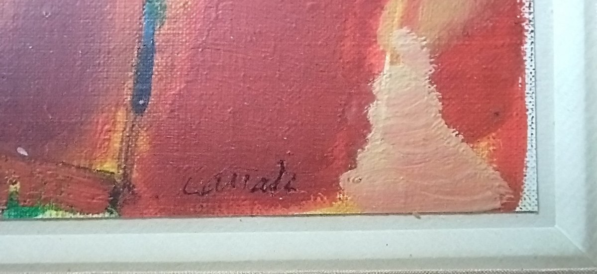  -  MICHEL   CARRADE   -   Huile  sur  Toile   -   années   ' 60   -  signée   --photo-4
