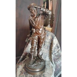Grand Bronze De Charles Anfrie "le Marsouin En Cochinchine"